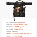 Tool Pouch With Belt, 14 Pockets Professional Tool Belt Pouch For Men, Heavy Duty Detachable Adjustable Utility Work Bag For Electrician, Carpenter, Construction, Adjusts Waist 32 To 50 Inches