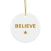 Believe Star Christmas Ornament, Round Ceramic Holiday Ornament