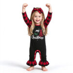 Infant Baby Girl Boy Christmas Jumpsuit Romper Christmas Long Sleeve Plaid Checked Patchwork Bodysuit With Headband, Fall Winter One Piece Clothes