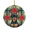 Black and Tan Russian Toy Christmas PoinsettIas Ceramic Ornament Tree
