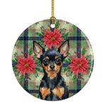 Black and Tan Russian Toy Christmas PoinsettIas Ceramic Ornament Tree