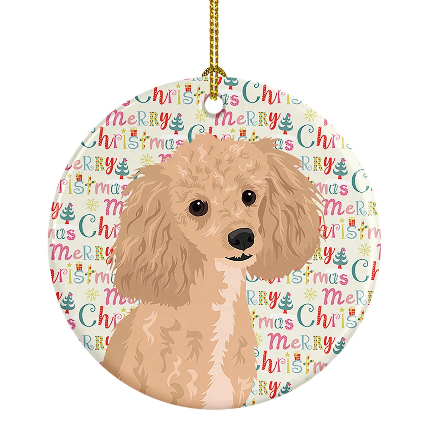 Poodle Toy Apricot #1 Christmas Ceramic Ornament Tree Hanging Decorations