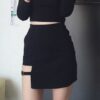 Women's Black Irregular Hem Skirt