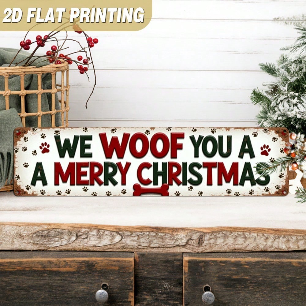 Vintage Metal Christmas Wall Sign, We Paw You Merry