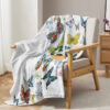 Colorful Butterfly Print Throw Blanket - Soft Flannel