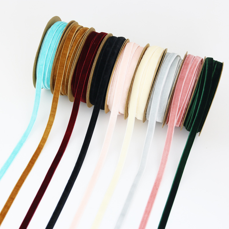 1cm Flocking Ribbon Velvet Band Single-sided Holiday Decoration