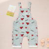 Baby Boy Girl's Casual Heart & Paper Plane Print Overalls, Adjustable Strap Romper For Spring Fall