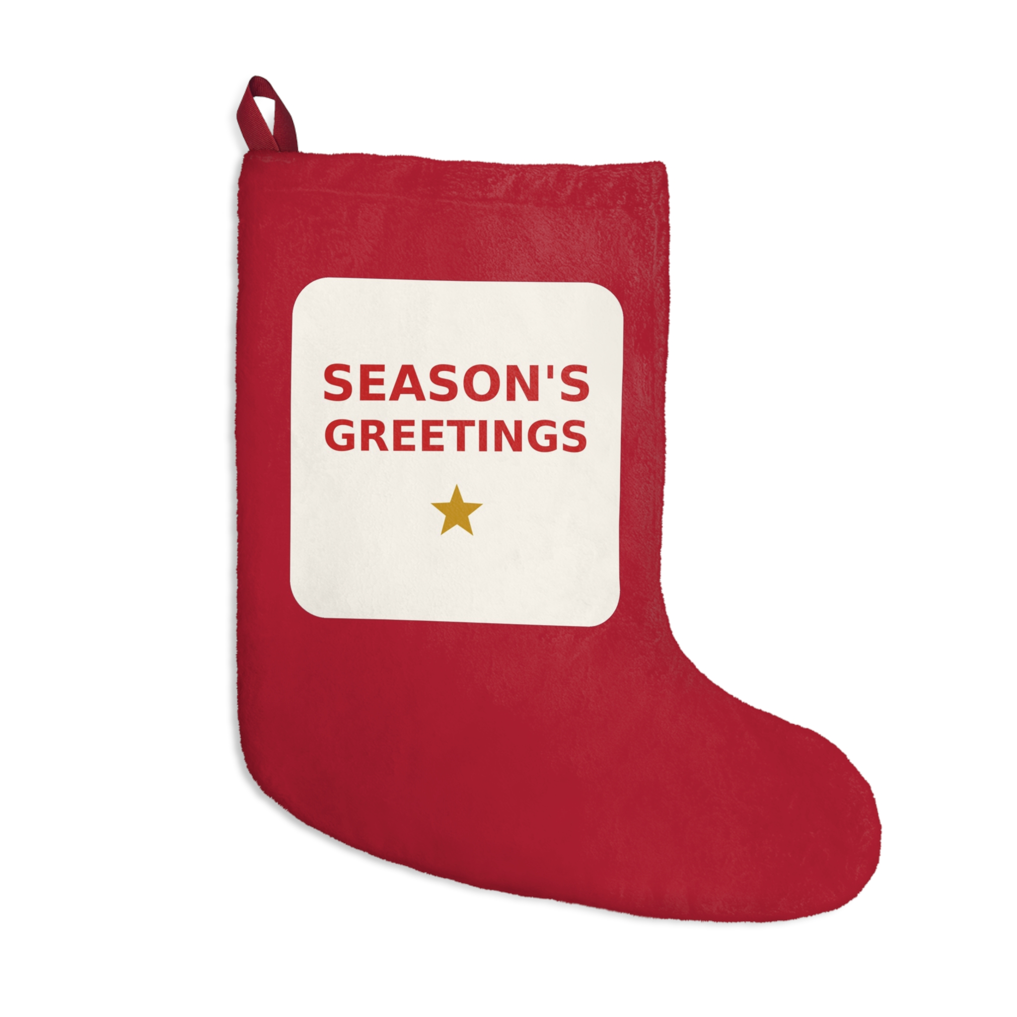 Season's Greetings Christmas Stocking, Festive Holiday Stocking