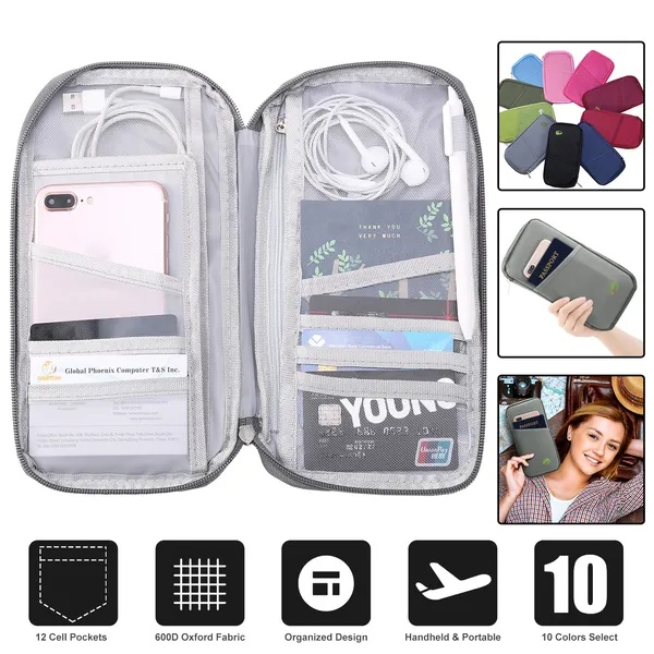 Travel Passport Wallet 12Cells Ticket ID Credit Card Holder Water