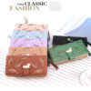 Women's Long Wallet Clutch - Elegant Hollow Out Leaf Design