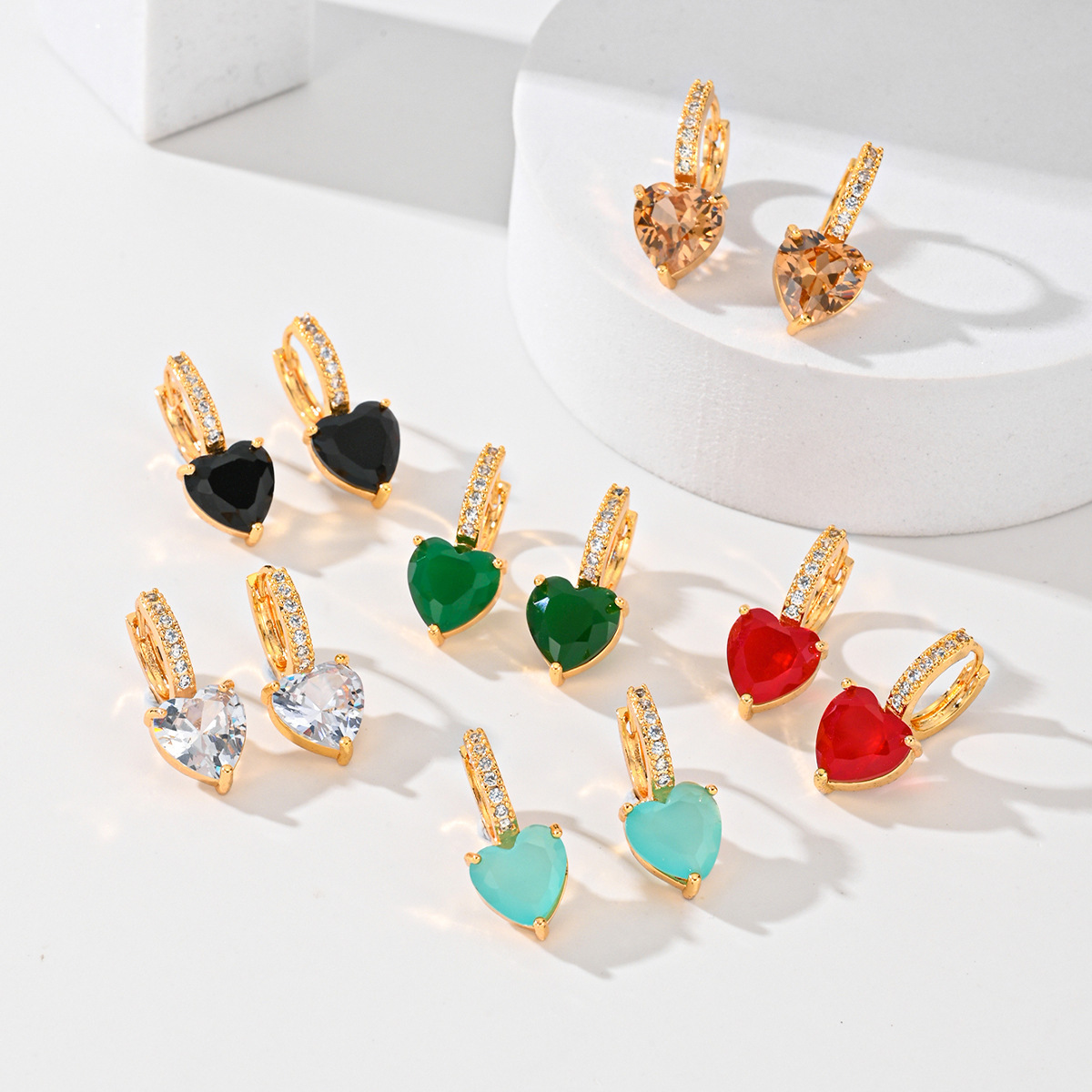 Multi-Color Copper Earrings Studded with Zircon