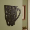 Minimalist Black Metal Hanging Mug Ornament, Aesthetic Wall Decor for Coffee Lovers, Kitchen Living, Living Room Modern Rustproof Home, Home Accent Housewarming
