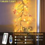 Light With Butterfly 138LED 7.55FT Enchanted Wall Decoration Vine Lights 8 Light Modes For Indoor Home Wall Decoration