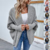 Women's Loose Knit Bat-Sleeve Cardigan with Large Lapel