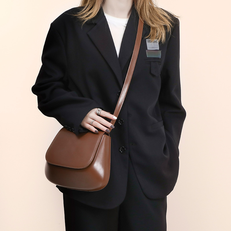 Crossbody Bag Vegan Leather Women Retro Small Saddle Satchel Shoulder