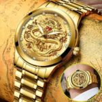 Business Gift Waterproof Gold Men's Rhinestone Quartz Watch Classic Stainless Steel