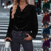 Women's Pile Collar Long Sleeve Top