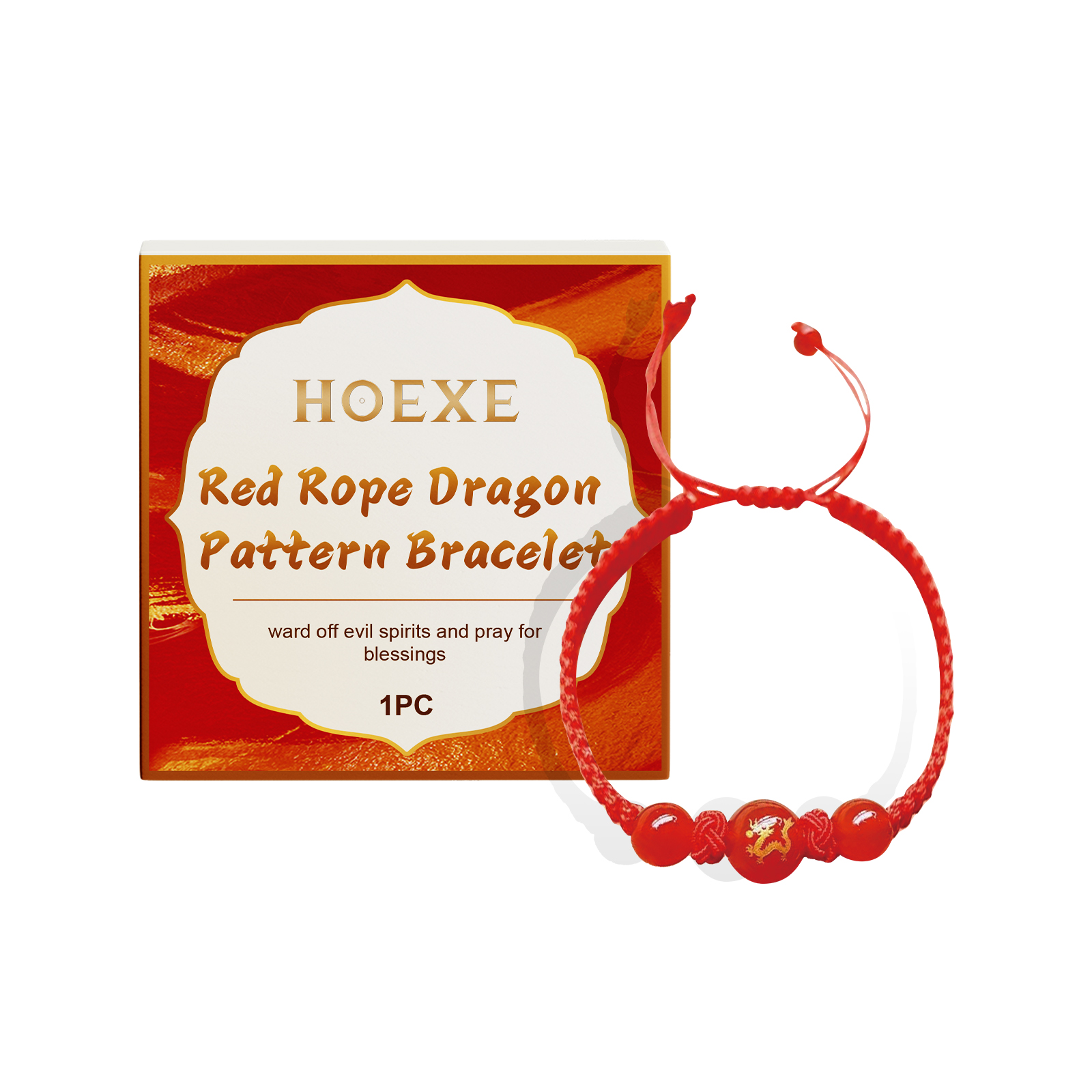 Red Rope Bracelet with Glass Beads