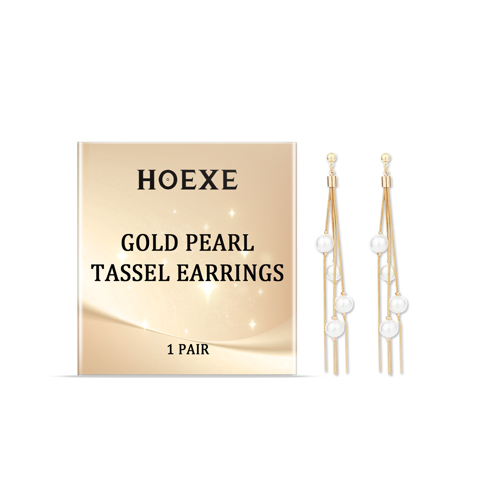 Gold Tone Pearl-Style Fringe Earrings