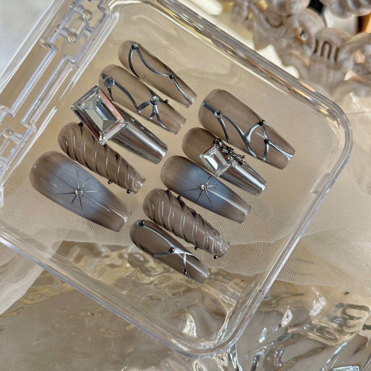 Handmade Long Mechanical Awn Star Diamond Manicure