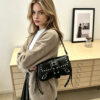 Underarm Bag For Women, Retro Faux Leather Shoulder Bag With Studs & Buckles, Handbag For Daily Party Streetwear