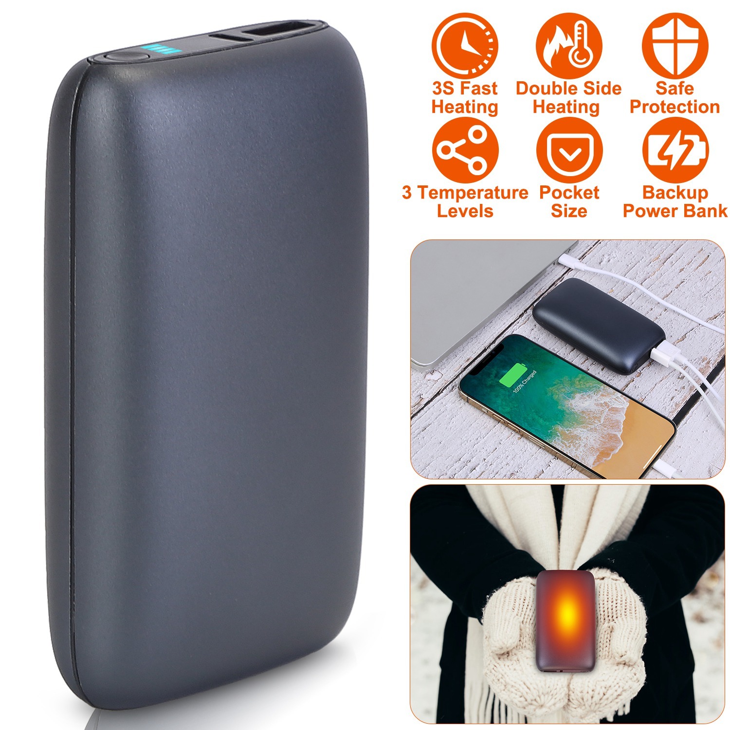 Rechargeable Hand Warmer & Backup Power Bank