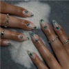 24-Piece Green Star Press-On Nails - Long
