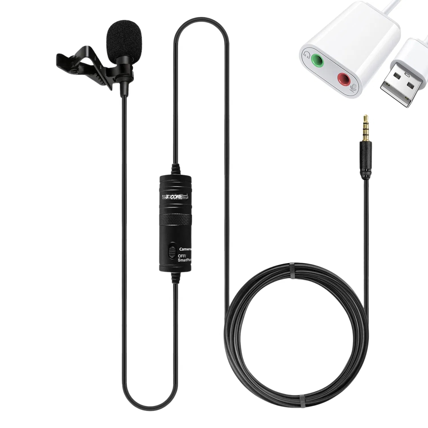 5 Core Microphone Wearable Omnidirectional Condenser Lavalier Body Mic