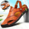 Men's Closed Toe Sandals Summer Adjustable Slides Slippers Beach Shoes