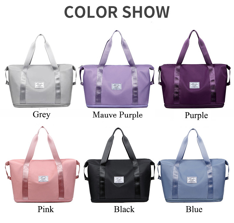 Large Capacity Expandable Gym Bag For Women - Waterproof Travel Duffel With Wet Pocket,Versatile Yoga Sports Bag With Shoe Compartment,Stylish Tote & Shoulder Bag For Gym & Weekender