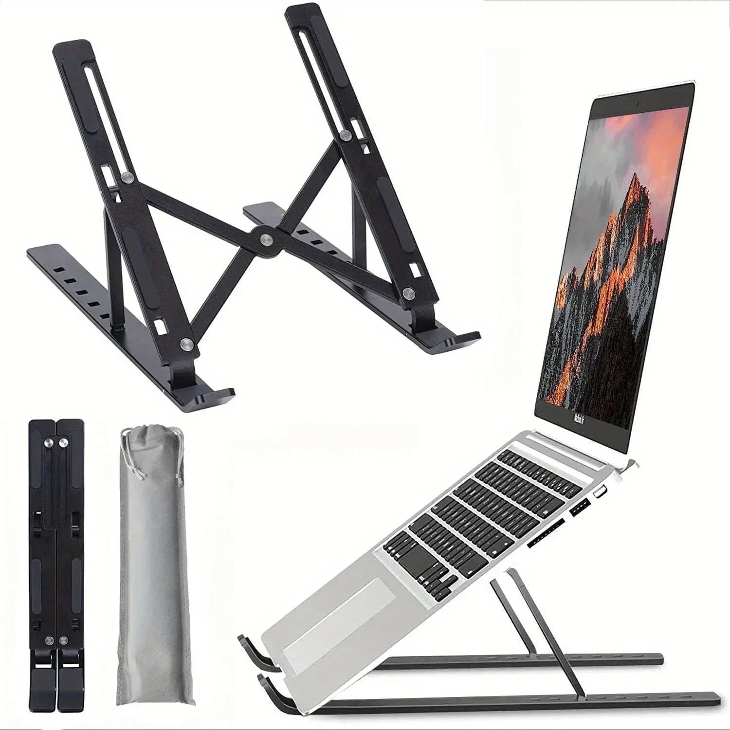 Adjustable Portable Laptop & Tablet Stand, Foldable Desk Riser