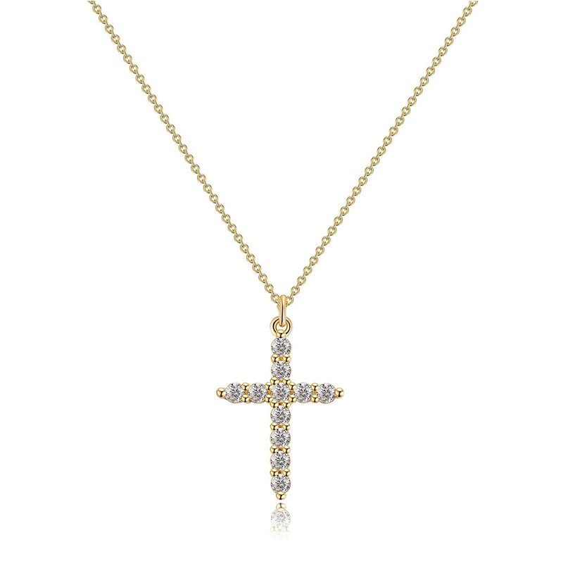Dainty Cubic Zircon Cross Necklace Sideways Pendant