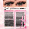 640PCS D Curl Individual Lash Clusters, 30D 40D 50D DIY Lash Extensions, Natural Thick Wispy Cluster Eyelashes With 2 Free Eyelash Brushes