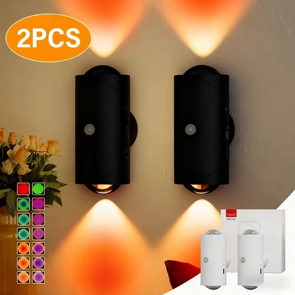 LED Motion Sensor Night Light, 7 Colors Rechargeable Battery Stair