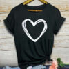 Women's Heart Print Loose T-Shirt