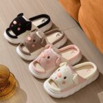 Cute Piggy Slippers Open Toe Linen Home Slipper Couples Women