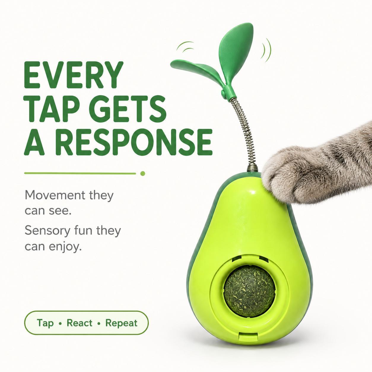 Avocado-Shaped Cat Tumbler Toy Interactive Wobble That Self-Rights Includes Replaceable
