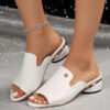 Chunky Heel Patent Leather Plus Size Temperament Women's Sandals