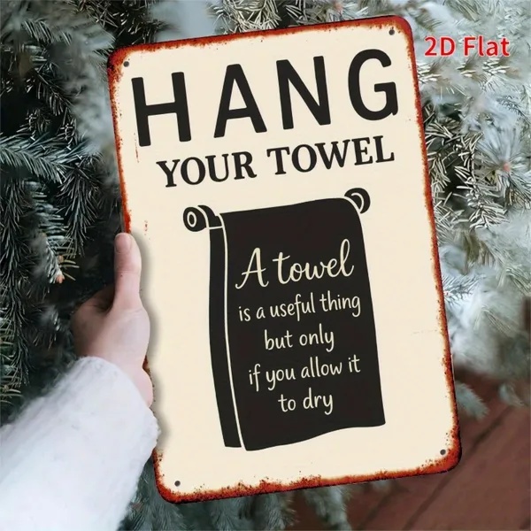 Vintage Funny Towel Holder Metal Wall Decor Rustic Farmhouse