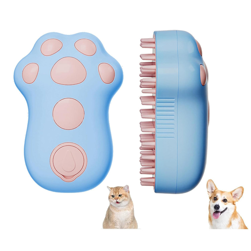 Rechargeable Steam Cat Brush, Cute Paw Shape Pet Steamer Grooming