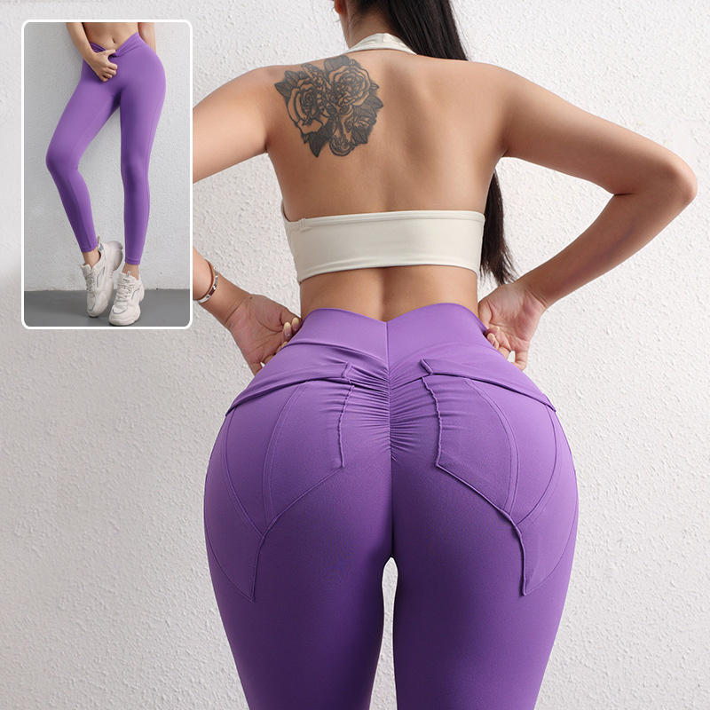 High Waist Hip Lift Yoga Pants with Pockets Women's Sports