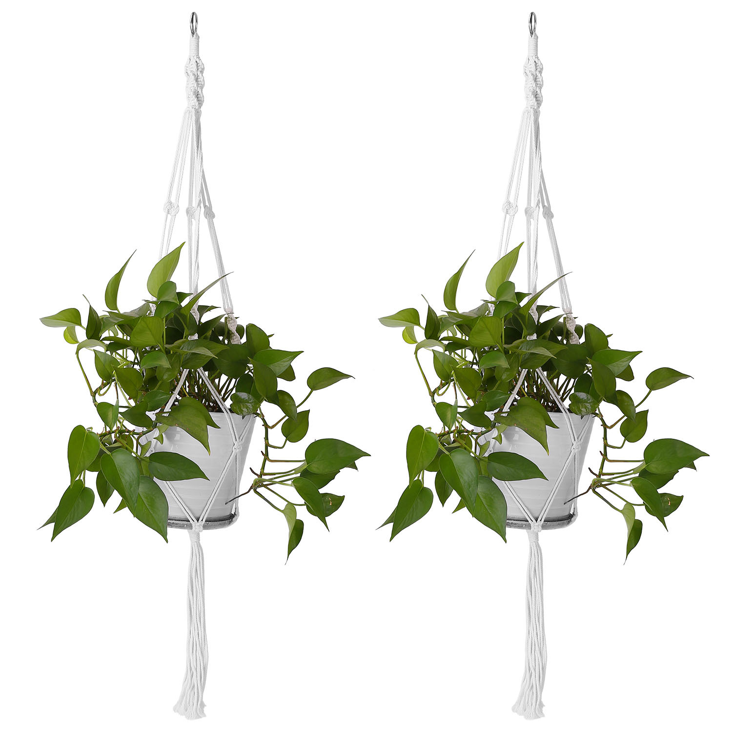 2Pcs Plant Hanger Flowerpot Net Bag 40in Cotton Rope Plant Hangers 4Legs Plant Hanger Fit For Round Or Square Plant Pot