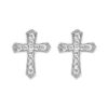 1 Pair Korean Zircon Cross Stud Earrings,Sparkling, Unisex.Hip Hop Piercing