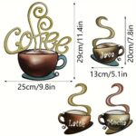 Vintage Metal Coffee Mug Wall Decal, Rustic Retro Peel and Stick Kitchen, Decor Removable Waterproof Vinyl Sticker for Smooth Surfaces Farmhouse Aesthetic Wall Art for Living, Room Charming Caf