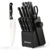 19-Piece Kitchen Knife Set with Wood Block & Built-In Sharpener