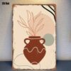 Abstract Plant Pot Tin Sign, Minimalist Metal Wall Decor Plaque 1pc
