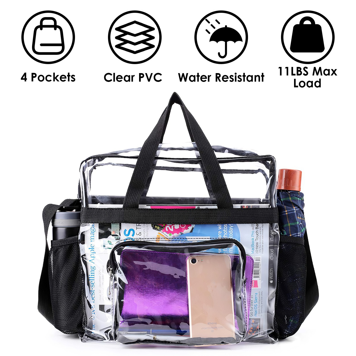 Clear Crossbody Bag - Stadium Approved Transparent Shoulder Bag
