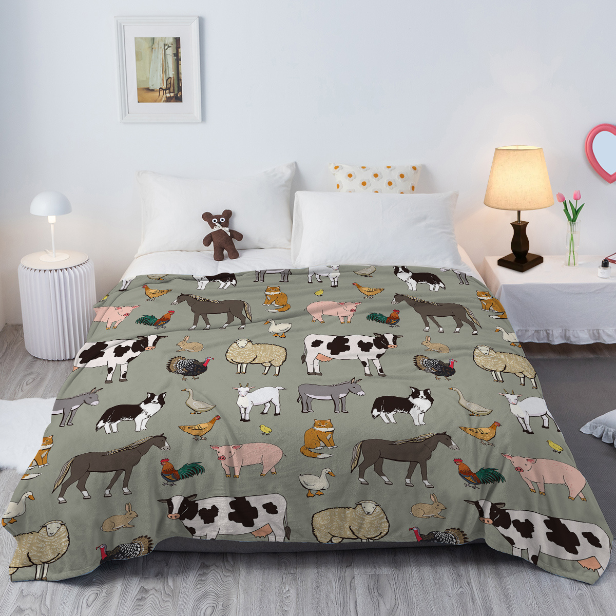 Various Animals Blanket Soft Pig Horse Durable Comfortable Women Birthday