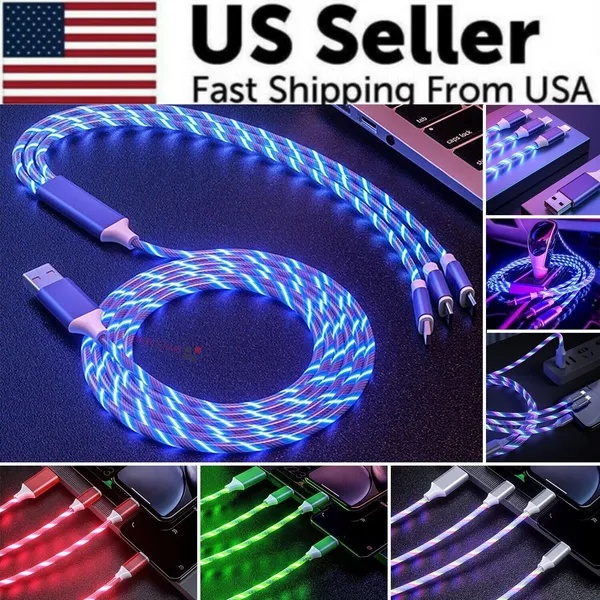 3 in 1 LED Fast Charging Cable Adapter for Micro