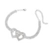 Double Heart Rhinestone Anklet, Sparkly Crystal Ankle Bracelet